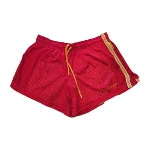 Nike Dri-FIT LIVESTRONG Shorts Women Medium Red Yellow Athletic Mesh Polyester